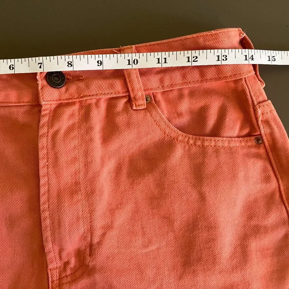 Pacsun high waisted fringe hem burnt orange denim mini skirt